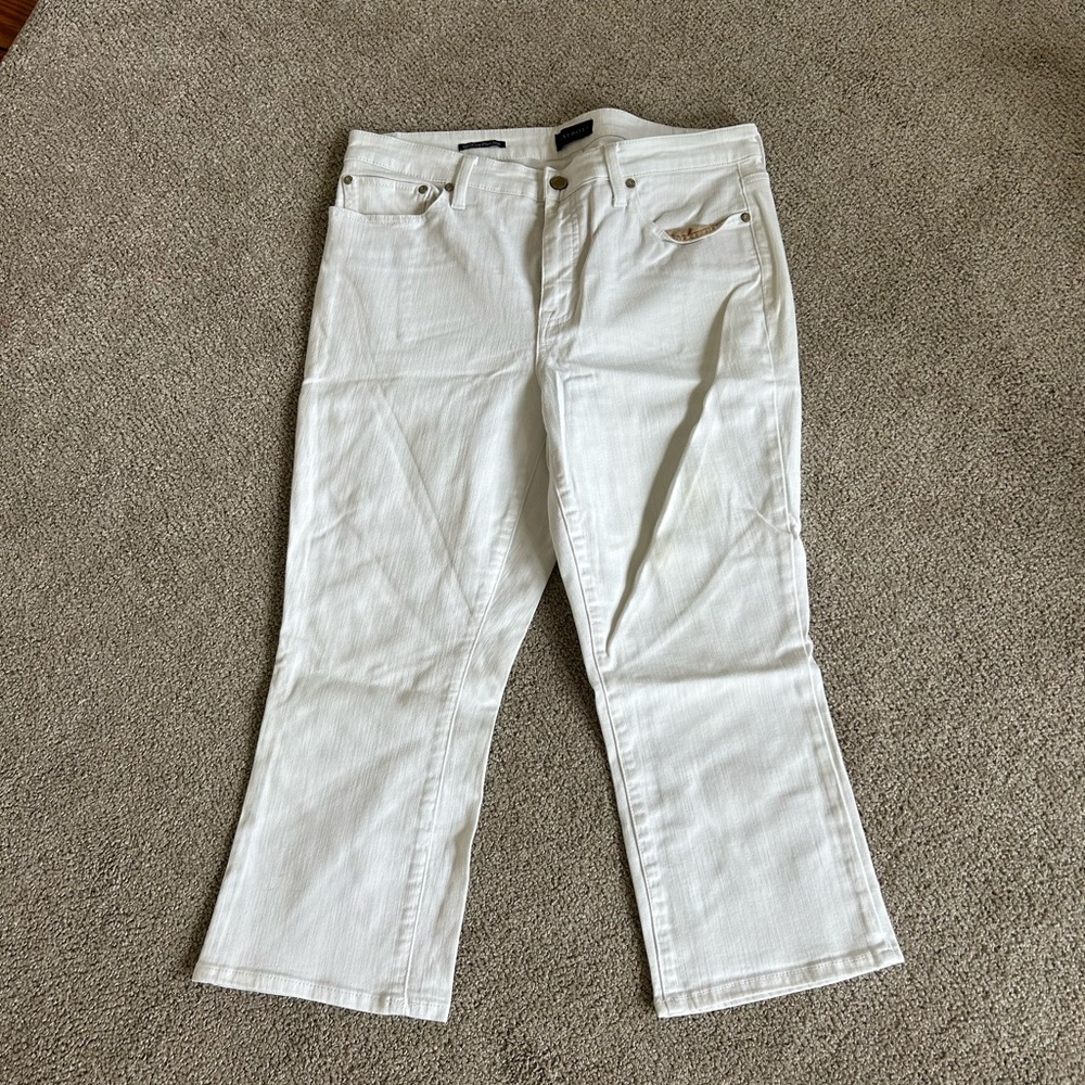 Talbots white cropped flare jean